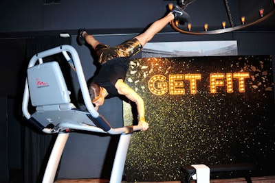 While acrobats performed live routines on treadmills at the 'Get Fit' station, guests watched from comfy recliners nearby.