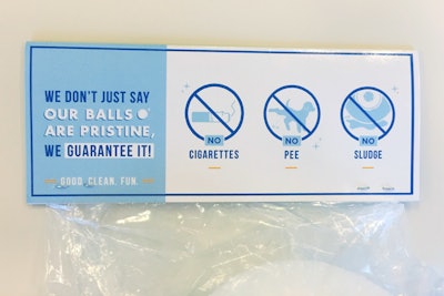 Graphics on the packaging included what you wouldn't find in the balls—unsavory elements that are commonly found in New York snow.