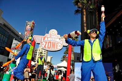 In August 2013, Target sponsored a prescreening party for Disney’s Planes, setting up a family-friendly experience on Hollywood Boulevard that featured stilt-walking jugglers dressed as air traffic controllers.