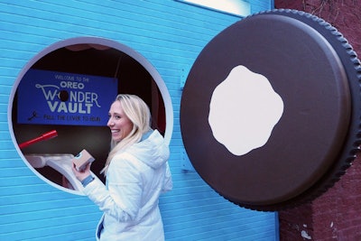 The inside of the vault's door was customized with a creme filling to look like the new 'filled cupcake' flavor.