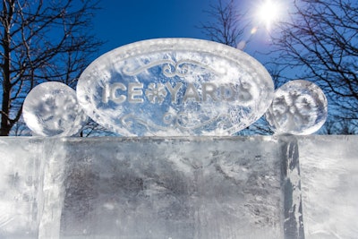 In an ice sculpture gallery from Ice Lab, the event's name appeared on a plaque made of ice.