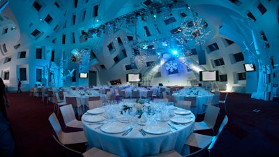 Blue LED lighting at the Keep Memory Alive Event Center