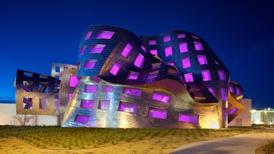A purple exterior at the Keep Memory Alive Event Center.