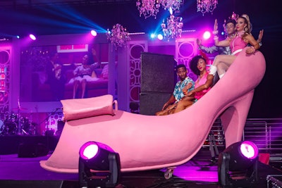 An oversize high-heel shoe prop decorated the main stage.