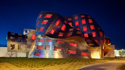 A red exterior at the Keep Memory Alive Event Center.