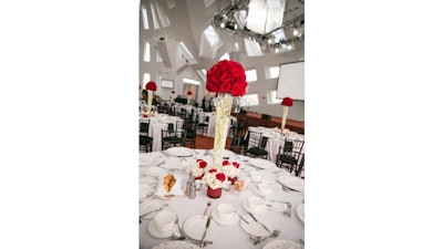 A rose centerpiece at Keep Memory Alive Event Center