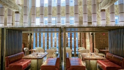 Dining tables are made of imported Indonesian wood.