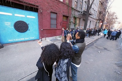 New Yorkers lined up West 18th Street for their turn at the vault. The stunt proved popular on social media, with people posting before, during, and after their experience.