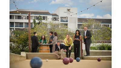 Beer and bocce receptions adjacent to the Portola Hotel.