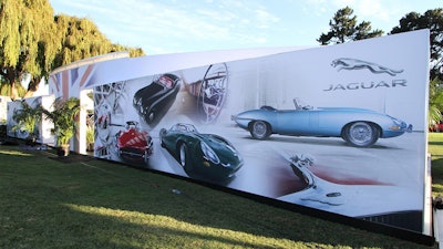 The back of the Jaguar Land Rover Quail structure features high-resolution, seamless graphics.