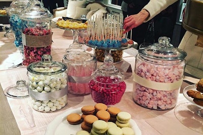 Last year in Chicago, Restoration Hardware hosted an opening event with a dessert bar that consisted of vintage-style candies presented in apothecary jars and on glass cake plates.