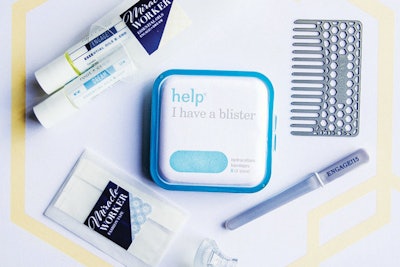 Gifts for the Good Life offers “miracle worker” kits, $25 each, that include a custom-designed comb, fashion fix-it tape, aromatherapy oils, a blister pack, Solemates, a nail file, and a pouch for small emergencies.