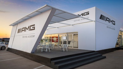 A modular reconfigurable structure was used for the Mercedes-Benz AMG Driving Academy at racetracks nationwide.