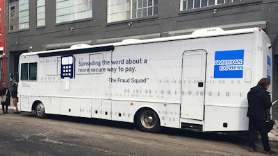 A customized mobile home was used on a three-city tour to promote new chip-enabled cards.