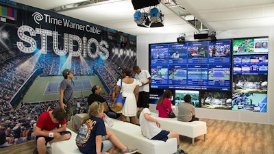 The event space for Time Warner at the U.S. Open Tennis Championships featured interactive multimedia.