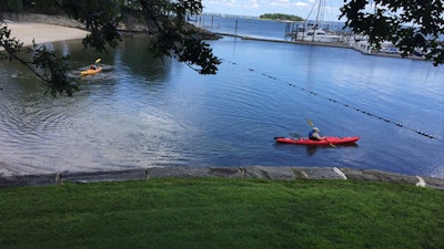 Kayakers launch from Mamaroneck Beach and Yacht Club’s private beach.