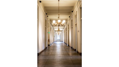The central hallway runs 188 feet across the building.