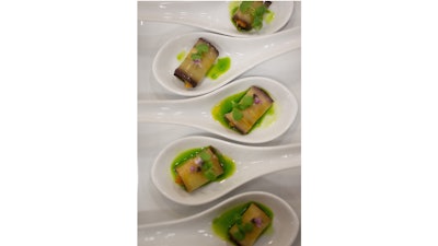Canapé of ratatouille with basil oil at Bouchon