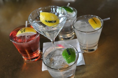 Donkeys, elephants, and the Glamour and Facebook logos were emblazoned on the lemons and limes used to garnish drinks.
