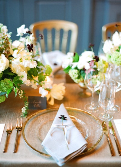 Rose gold and copper are the metallics of choice in tabletop decor, says Laurie Arons of Laurie Arons Special Events in San Francisco.