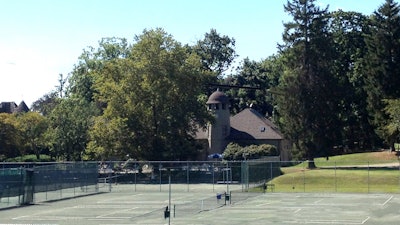 The Mamaroneck Beach and Yacht Club has nine Har-Tru tennis courts and a carriage house.