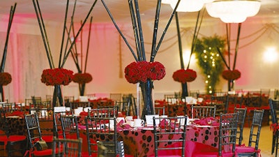 A red and bamboo corporate event