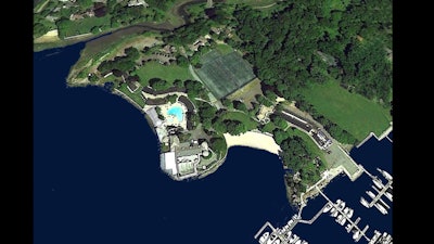 An aerial view of the Mamaroneck Beach and Yacht Club grounds