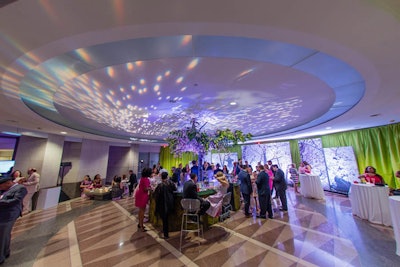 The festival partnered with landscaping firm Land Design to bring the outdoors in with an illuminated cherry blossom tree at the center of the bar in the lower oculus, creating a modern interpretation of hanami, the Japanese tradition of reveling in the blooming of the cherry blossom trees.