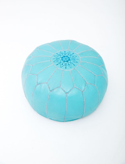 Blue Moroccan pouf, $35, available in Los Angeles from Yeah Rentals