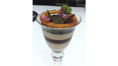 Sterling white sturgeon caviar with sauce soubise, onion consommé, and pickled pearl onions at Bouchon