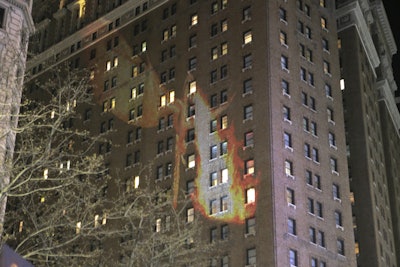 Immediately following the event in Herald Square—which screened a special Blu-ray feature for fans—the animated dragon was projected onto buildings surrounding the area.