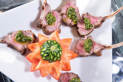 For meat eaters, Deshayes prepared lamb lollipops with chimichurri sauce.