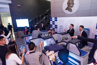 Japanese airline ANA, a sponsor, installed a replica of its business class section for guests to get the full experience of travel on the airline. It also had a travel kit activation that invited guests to stock a bag with Old Spice deodorant, shampoo, and body wash as well as hair products from Aussie and Cibu.