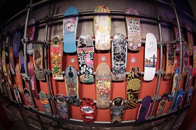 Each of the events displayed items from Vans' history. At the Sao Paulo party, a wall showcased intricately decorated Vans skateboards.