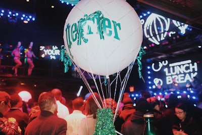 Perrier's logo was featured throughout the event on glowsticks and on mini hot-air balloons.
