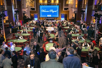 Staffers gradually removed the tables as the tournament progressed to ease the transformation of the poker room into the late-night party setting.