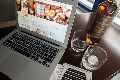 Prior to the tasting on Friday, the Macallan posted a photo on Twitter showing the suggested setup for participants, with one glass of ice and one of water.