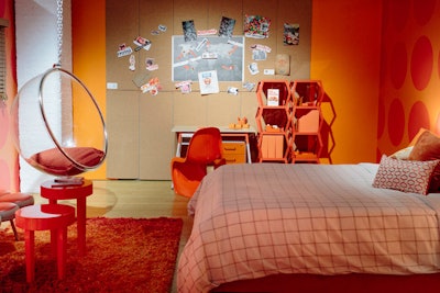 Introduced in 1999 during a Super Bowl commercial, the orange M&M's backstory revolves around his popularity amongst fans and his fear of being eaten. The orange room was designed as a comfortable hideout bunker, complete with a map of M&M's World locations.