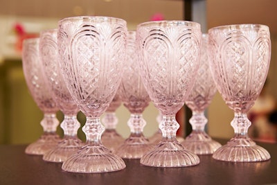 Pink Essex goblet, price varies by location, available in the Northeast from Party Rental Ltd.