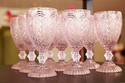 Pink Essex goblet, price varies by location, available in the Northeast from Party Rental Ltd.