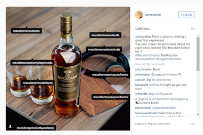 The Macallan created eight Instagram accounts, one for each of the casks used in its new Edition No. 1 whiskey, and then linked to each one with tags.