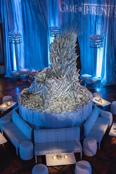 A massive throne, one and a half times the size of the one used in the show, provided drama within the party space.