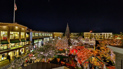 The view from above Santa's house at the Americana at Brand