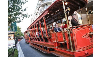 A trolley ride at the Americana at Brand