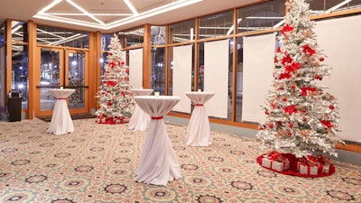 The atrium entrance for mingling and enjoying holiday cheer.