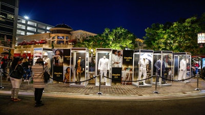 Empire's costume display around the fountain at the Grove