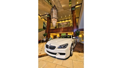 A BMW display in the Grand Lobby at the Americana at Brand