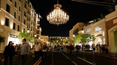 The chandelier that hangs over the valet entrance on Caruso Avenue