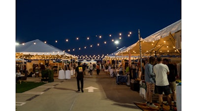 A Pop Up Flea at night on Level 8 at the Grove