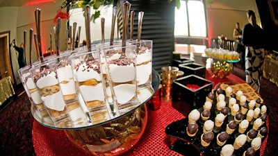 Mini desserts complement the fun atmosphere of the movies.